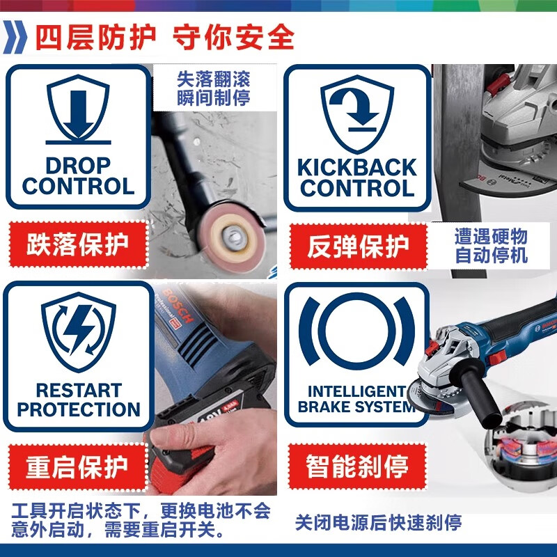 Bosch brushless lithium angle grinder GWS18V-10 handheld metal wood cutting and grinding machine GWS18V-10 100MM bare metal/plastic box