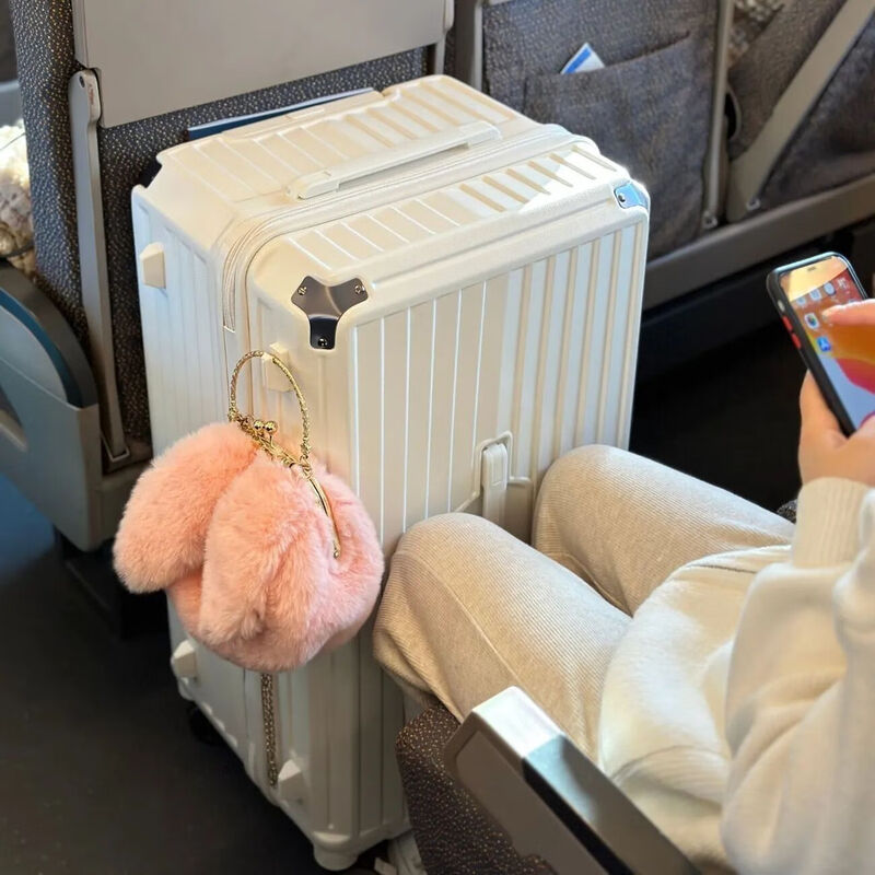 Kangaroo (KANGAROO) five-wheel multi-function suitcase, large-capacity trolley case for men, high-value password box for female students, checked travel suitcase, cherry blossom pink, five-wheel shock absorption brake + double compartment, 32 inches, multi-function model