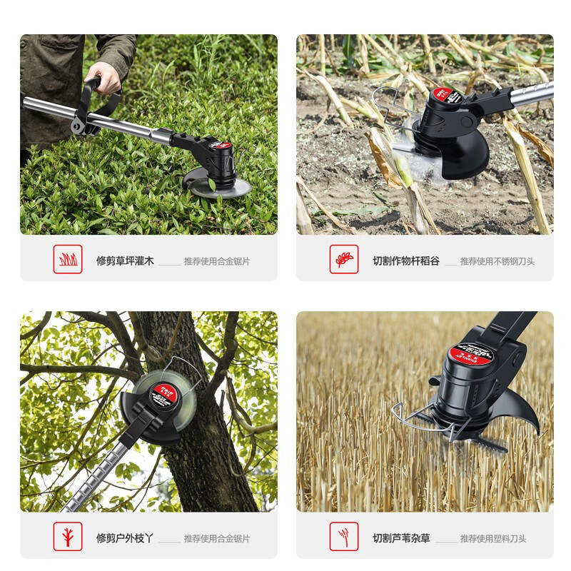 EVANLEY German electric lawn mower rechargeable household handheld lawn mower lithium battery multi-functional lawn mower electric agricultural tool 98VF high power lawn mower - two batteries and one charger