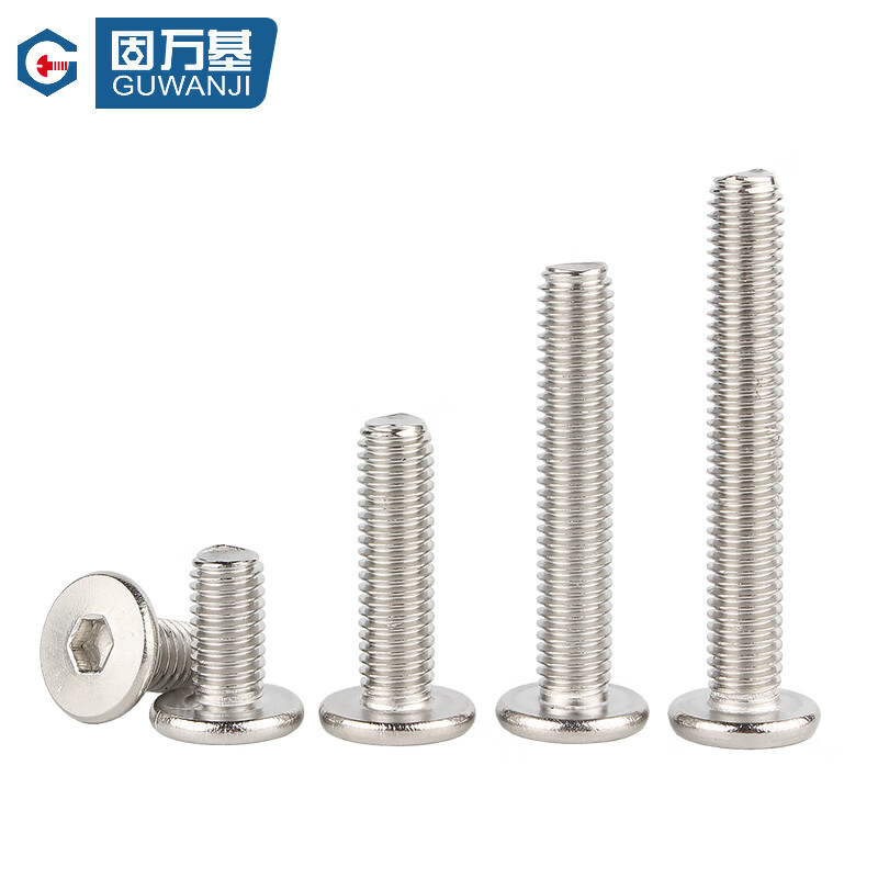 Guwanji 304 stainless steel thin flat head hexagon socket screws thin head CM countersunk head bolts flat head machine screws and screws M6x30 10 pieces