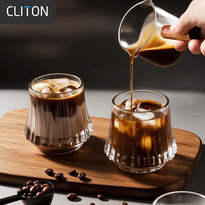 CLITON creative dirty coffee ice American Dirty coffee cup scented glass wine cup vertical pattern water cup Italian style 2 pieces 160ml