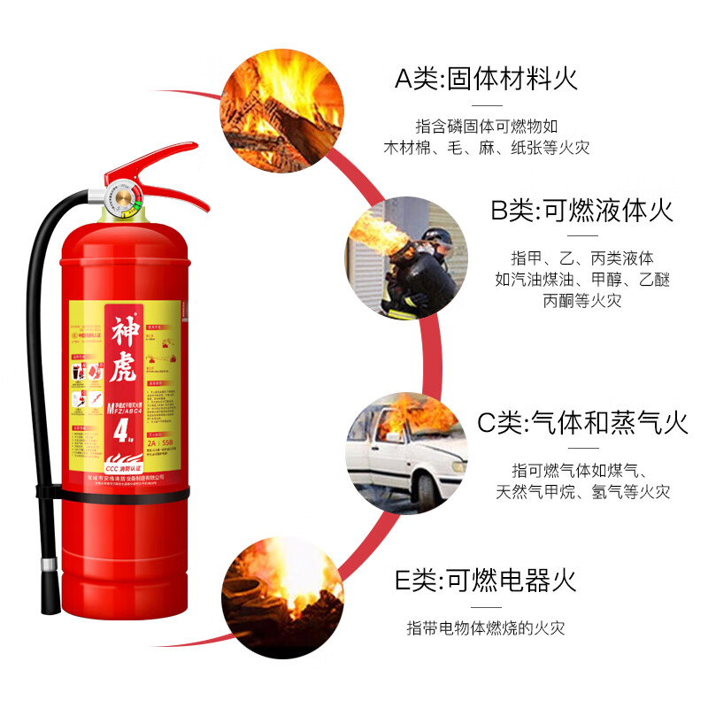 Shenhu fire extinguisher 4kg household commercial dry powder 4KG national fire certification MFZ/ABC4 fire equipment