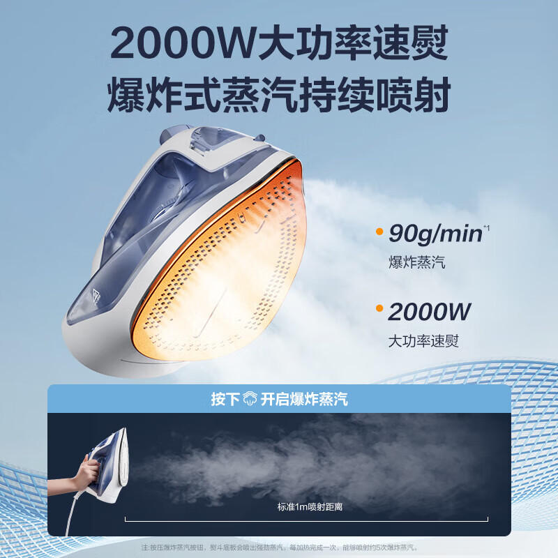 SUPOR electric iron household handheld garment ironing machine large steam dry and wet dual-use ironing machine 2000W high-power clothing store special ironing machine small ironing machine ESP-307A gift