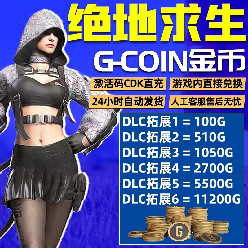 PUBGG Coin PlayerUnknown's Battlegrounds Gold Coin Chicken G-coin Game Coin Skin Points Official Recharge Redemption Code CDK DLC6 PUBG 11200 G