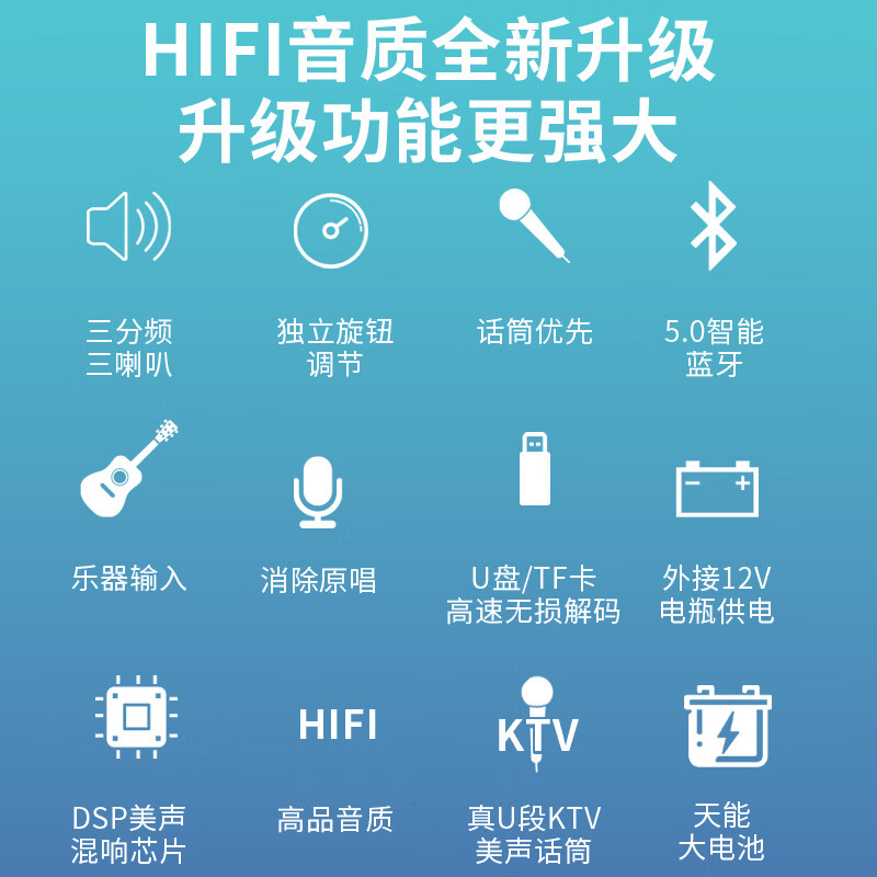 Songchuan International SS6 outdoor mobile trolley karaoke singing performance dancing high-power Bluetooth audio charging square dance stage with wireless microphone jukebox subwoofer pull-bar model 8-inch heavy bass + U-segment FM dual microphone