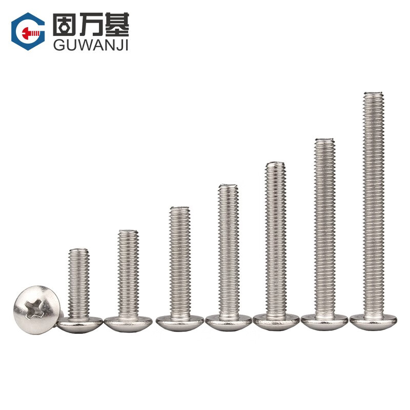Guwanji 304 stainless steel cross large flat head screws cross recessed round head machine wire large umbrella head screws mushroom head bolts M4*10 50 pieces