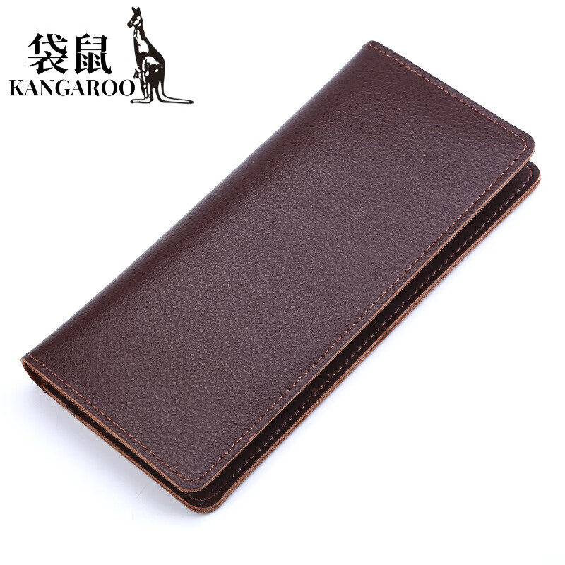 Kangaroo (KANGAROO) genuine cowhide simple women's wallet fashionable multi-function multi-card slot large capacity wallet long fashion hand wallet yellow