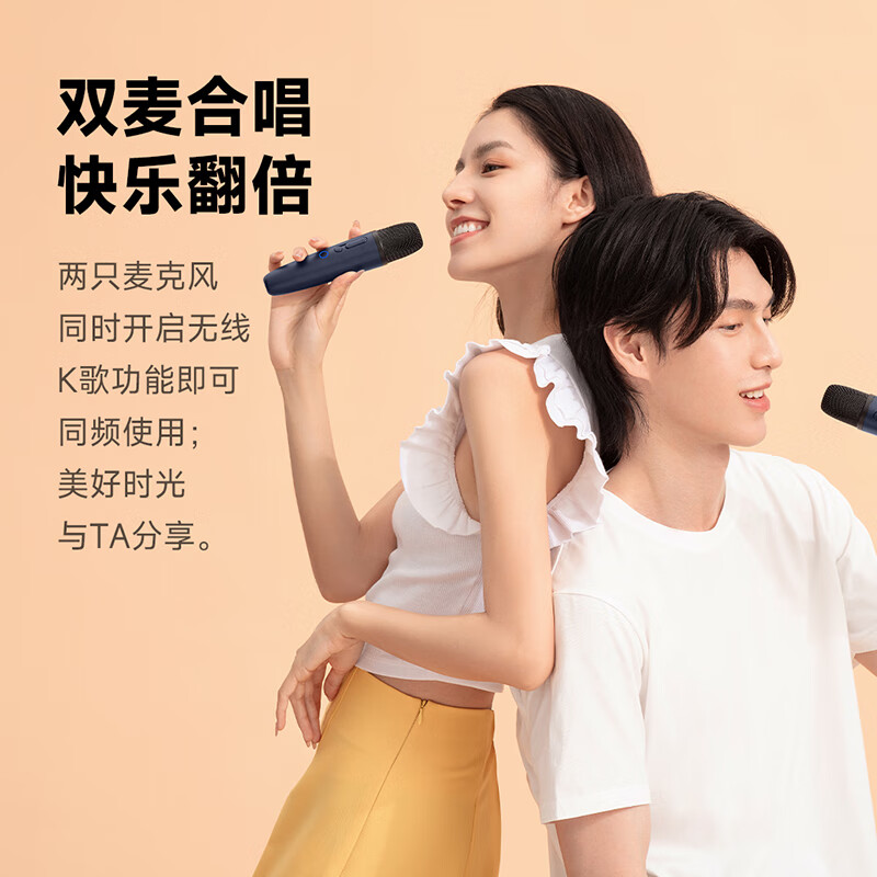 Chunmai Wireless Microphone Karaoke Microphone Home KTV Xiaomi TV TCL Microphone Karaoke Outdoor Speaker Special Q1PRO Glacier White Dual