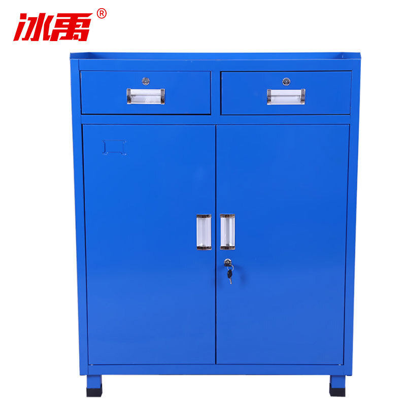 Bingyu BY-2332 double-door tool cabinet, hardware heavy-duty tool box, drawer-type mobile tool cart, thickened tool cabinet, gray and white