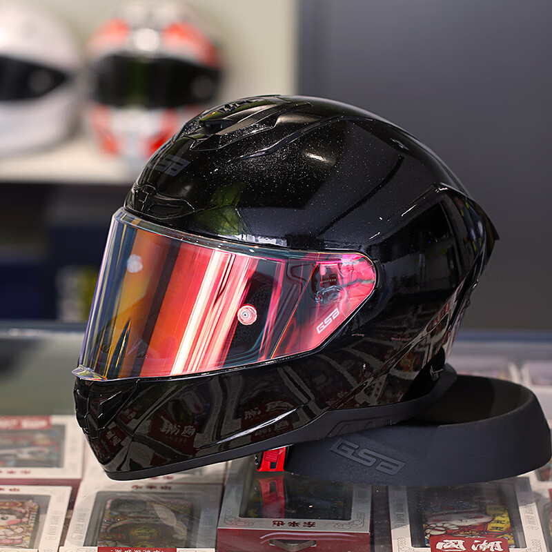 GSB motorcycle helmet, universal for men and women for all seasons, 3C electric vehicle, motorcycle commuter racing helmet, gsb361, flash black with transparent lens + SF Express XXL (58-59 head circumference recommended)