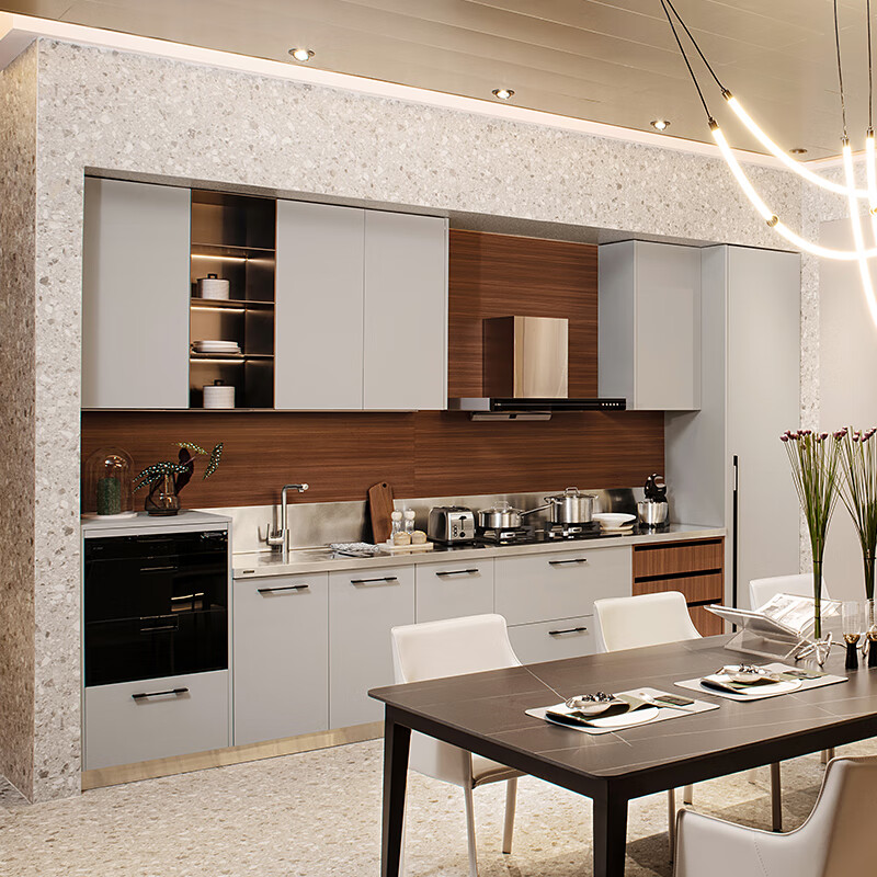 Baineng stainless steel simple modern integrated cabinet custom deposit light yellow