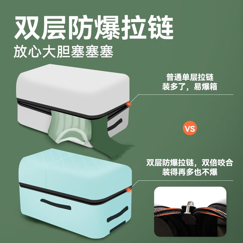 90 points suitcase, wave box, large capacity pier box, men's and women's trolley case, PC travel code box, universal wheel boarding case, olive green 24 inches, checked + medium and long-distance travel