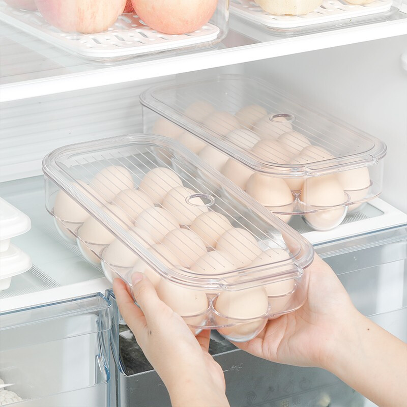 Home KATEI STORY Japanese food-grade egg storage box for refrigerator with lid egg box kitchen egg tray egg rack food special box 16-grid egg box