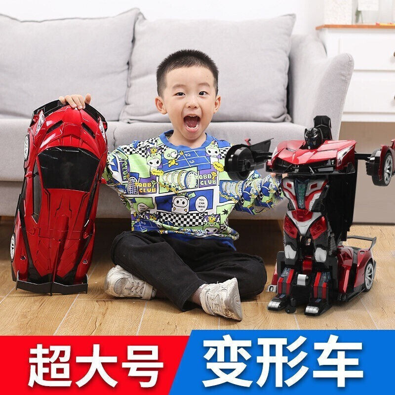 Live Stone Remote Control Car Transformation Robot King Kong Remote Control Car Children's Toy Boy 3-6 Years Old 5 Birthday Gift 12 Years Old Upgraded 38cm Four Control (Dual Control + Voice + Watch) Police Car Racing Large Transformation Electric Car 8 Years Old 7 Years Old New Year Gift Children's Day