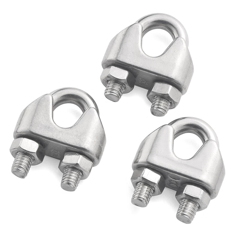 Jinggong (JINGGONG) 304 stainless steel wire rope chuck, wire rope chuck, U-shaped lock buckle, rope tightener, wire clamp 2mm (suitable for 2mm wire rope) (2 pieces)