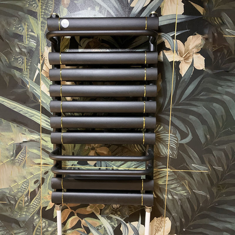 Qinkai pure all-copper aluminum composite steel small basket radiator bathroom home water floor heating bathroom wall-mounted gun gray copper aluminum Nordic light luxury flagship black height 80