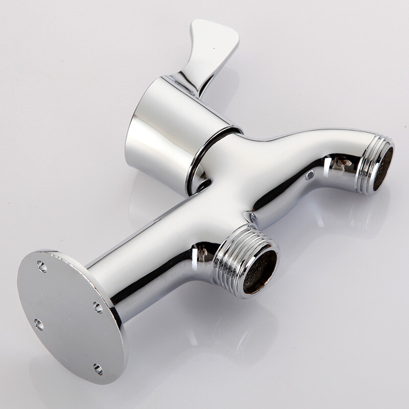 A beautiful wall-mounted faucet, surface-mounted faucet with fixed wall base, 4-point mop pool washing machine, all-copper foot connector accessories, A2 style, surface-mounted faucet with base (anti-splash mouth)