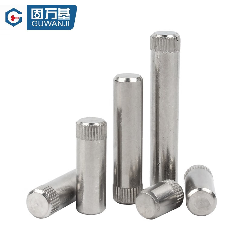 Guwanji 304 stainless steel knurled cylindrical pin shaft pin hinge pin toy city connecting rod positioning pin national standard fastener M2.5x12 (100 pieces)