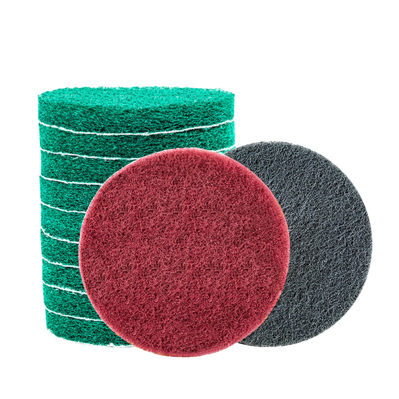 2-inch, 3-inch, 4-inch, 5-inch round flocked scouring pad for industrial use, polishing, rust removal, cleaning brushed sheet, self-adhesive 2-inch red (100 pieces)