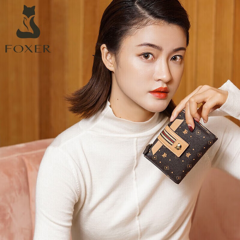 Golden Fox Women's Coin Purse Large Capacity Short Two-fold Card Holder Zipper Money Holder Clutch Bag Birthday Gift for Girlfriend