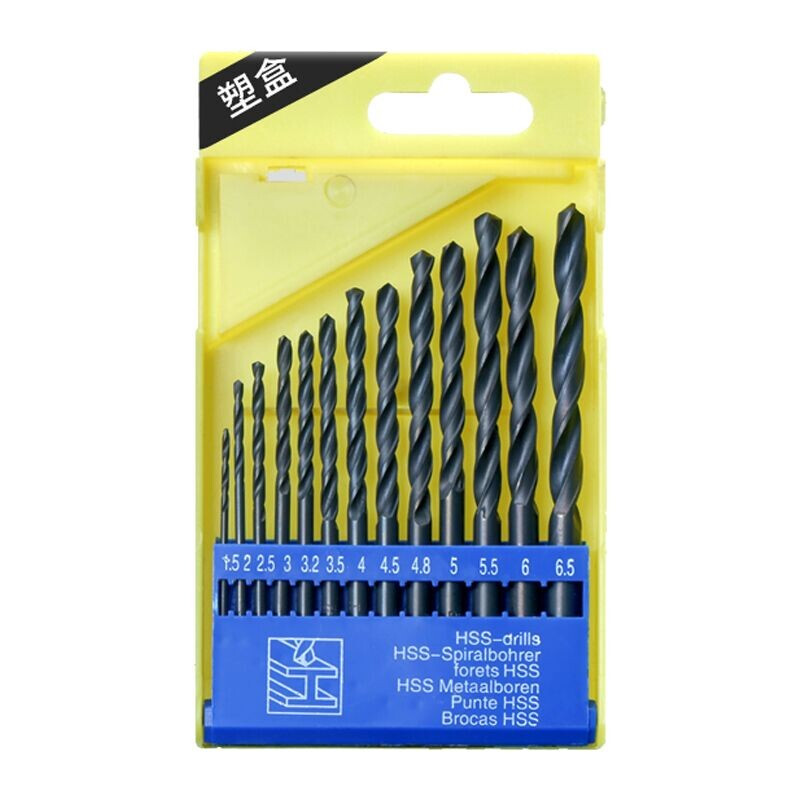 HUHAO M35 cobalt-containing twist drill bit set, stainless steel special high-hardness electric hand drill for drilling steel plate, ferroalloy rotor, 13 pieces, high-speed steel 1.5-6.5mm plastic box