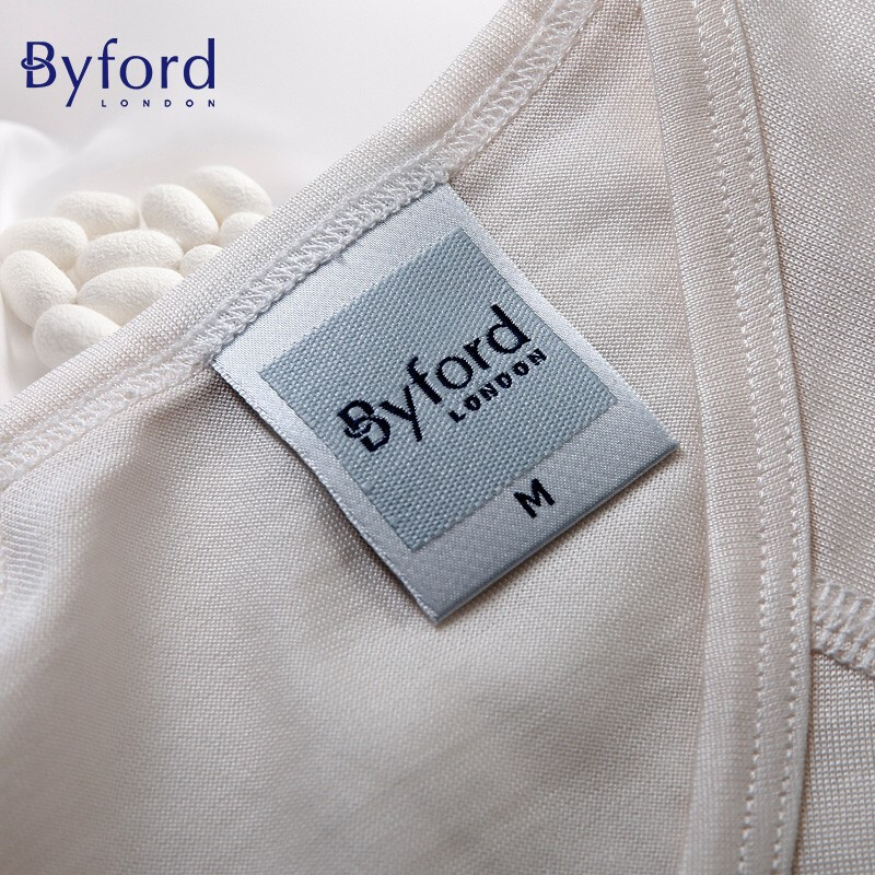 BYFORD\Baifu men's mulberry silk T-shirt short-sleeved shopping mall bottoming shirt sports bra business bottoming top MW7405 white (beige) L