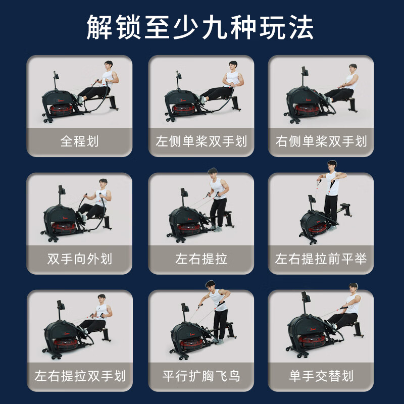 SUNNY rowing machine household intelligent water resistance rowing machine hydromagnetic double resistance indoor sports fitness equipment rowing machine