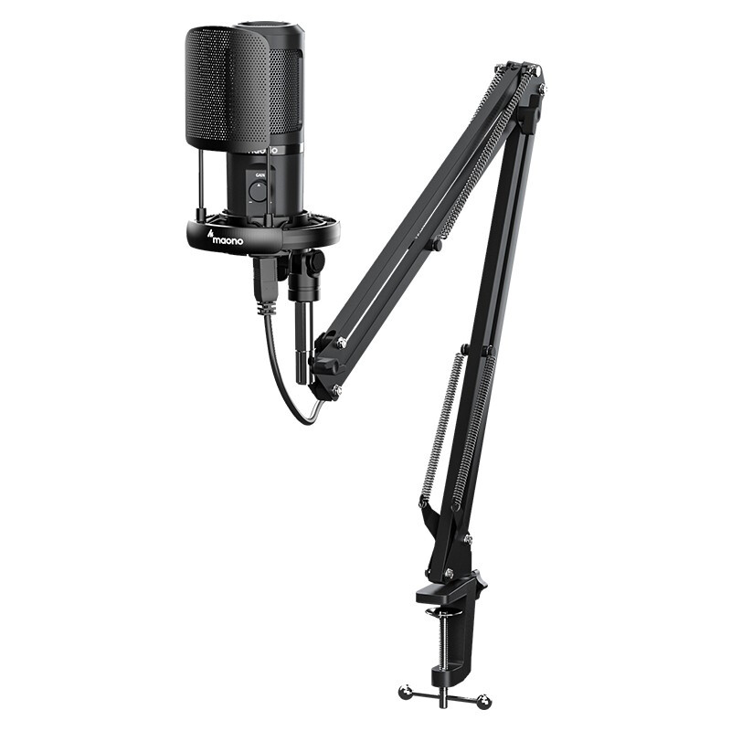 Maono Microphone Computer Microphone Notebook USB Condenser Microphone Online Class Teaching Game Karaoke Live Recording Microphone Conference Desktop Bobo Microphone 461S High Quality Sound + Adjustable Gain + Plug and Play