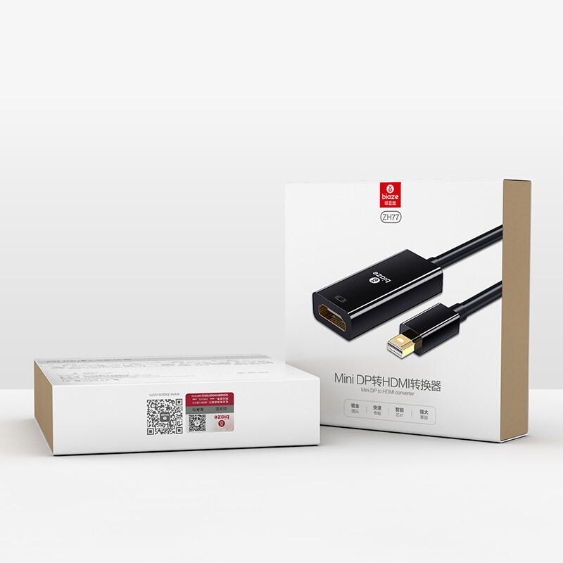 Biaz Mini DP to HDMI Converter Mini DP Thunderbolt Interface Male to Female Adapter Cable Apple Mac/Leitai Graphics Card to TV Projector Monitor Adapter