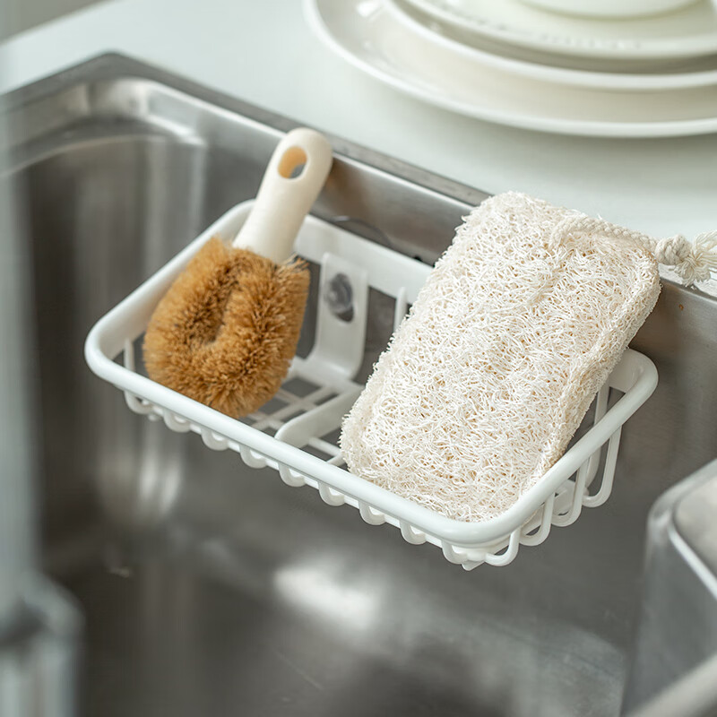 Asvel asvel Japan imported sink drain rack kitchen sponge steel ball storage rack dishwashing and cleaning arrangement rack sink drain rack M type white