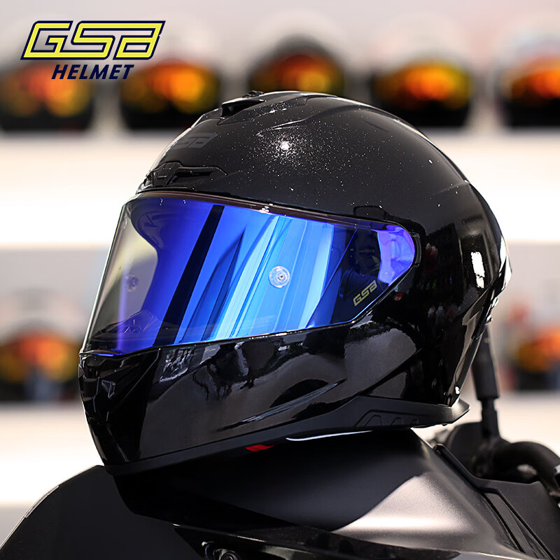 GSB motorcycle helmet, universal for men and women for all seasons, 3C electric vehicle, motorcycle commuter racing helmet, gsb361, flash black with transparent lens + SF Express XXL (58-59 head circumference recommended)