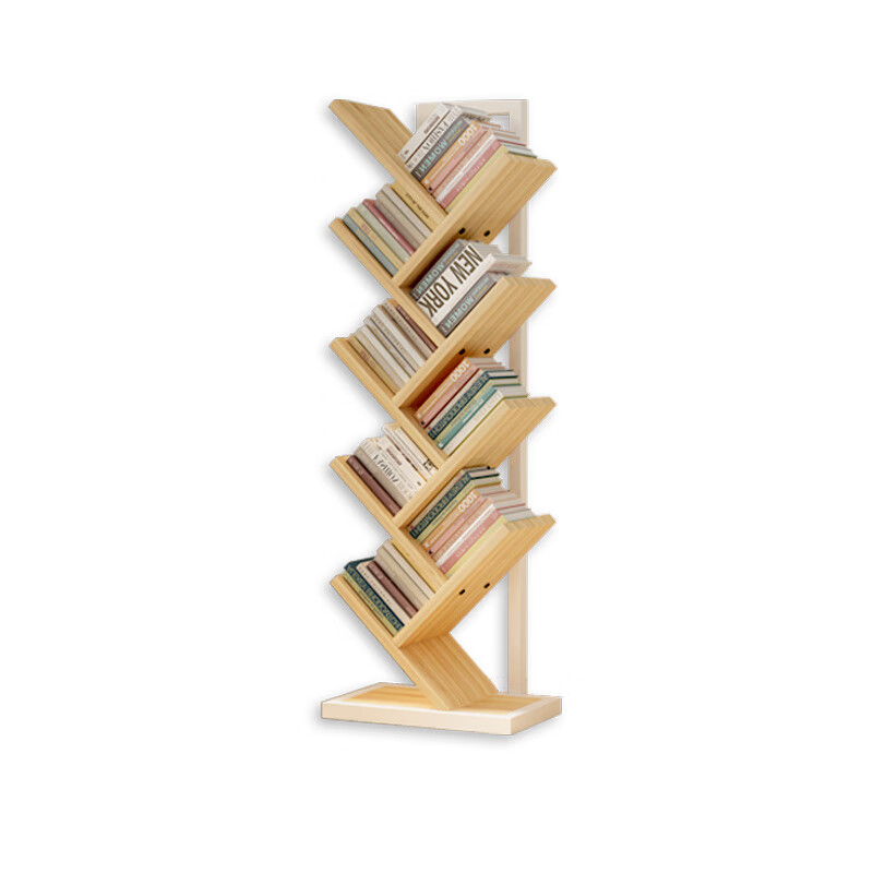 Anya tree-shaped bookshelf floor-standing solid wood storage shelf creative steel-wood multi-layer home student small bookcase 8 layers