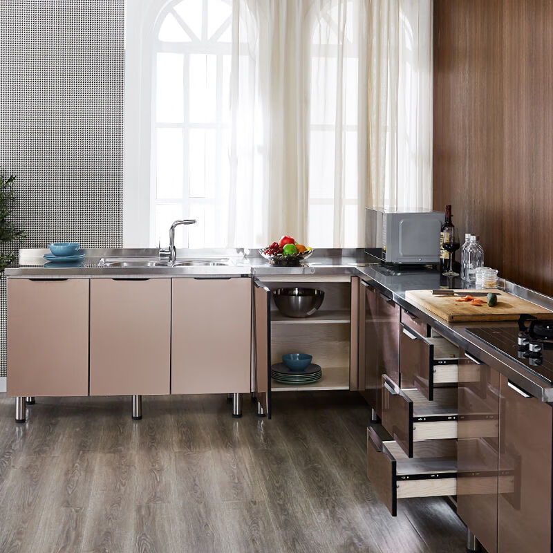 Baiting Baiting new simple cabinet stainless steel kitchen cabinet stove combination cabinet cupboard sink cabinet integrated assembly home custom measurement