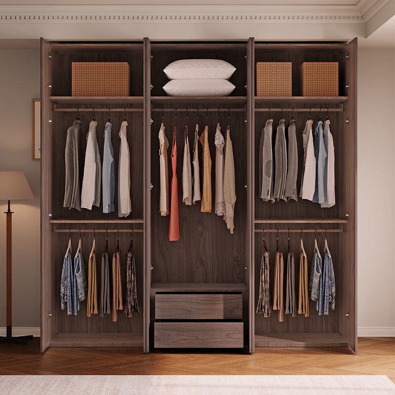 Zhenxiangjia all solid wood wardrobe custom wardrobe home bedroom wardrobe FAS grade oak one door to top wardrobe oak 1.6 meters four door wardrobe 2.4 meters high