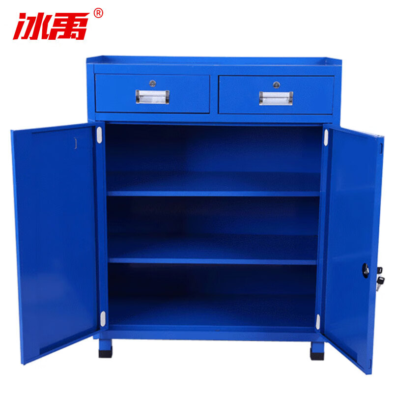 Bingyu BY-2332 double-door tool cabinet, hardware heavy-duty tool box, drawer-type mobile tool cart, thickened tool cabinet, gray and white