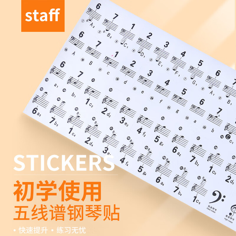 Mann Musical Instruments Piano Stickers Electronic Piano Universal Key Stickers 88/61/54 Key Universal Piano Keyboard Stickers Simplified Notation Note Keys