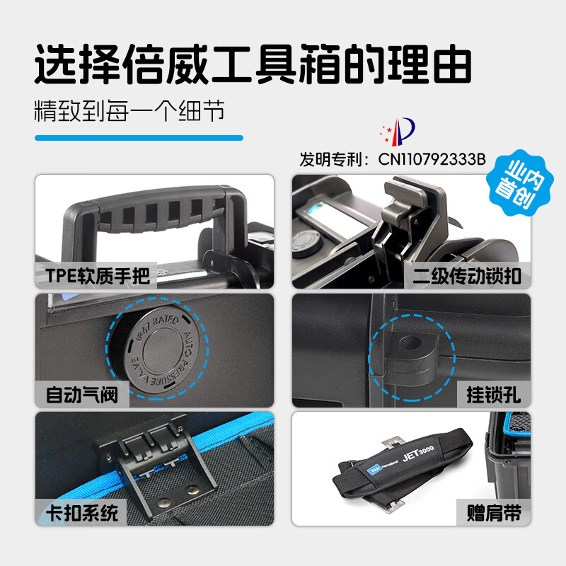 Beiwei portable tool box empty box small tool storage box multi-functional tool box can be shouldered JET3000 117.16/L