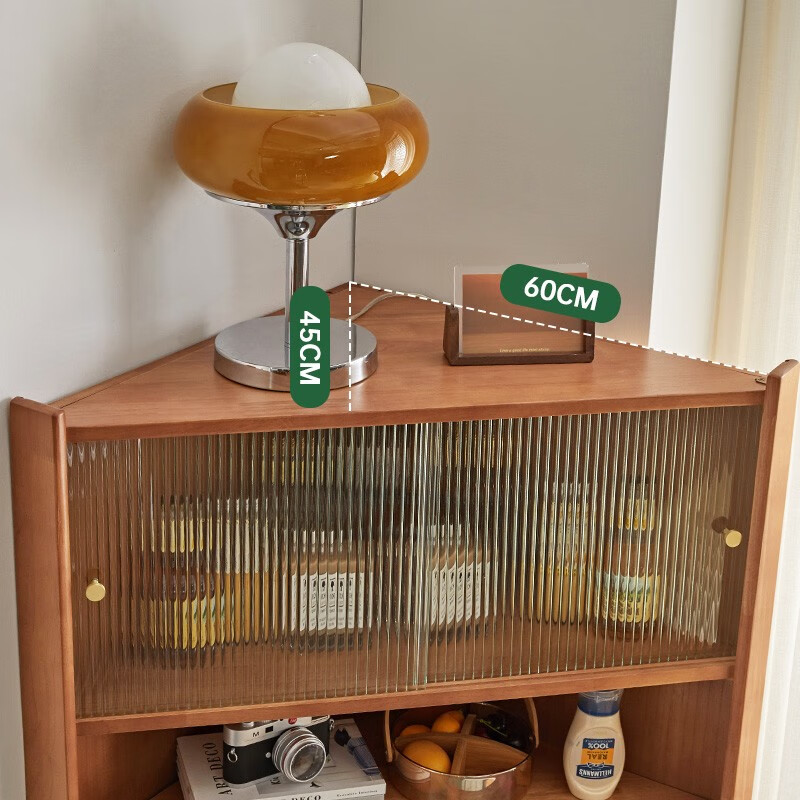 JIAYI solid wood corner cabinet sideboard corner cabinet living room dining room triangle cabinet corner cabinet cabinet wine cabinet display cabinet cherry wood color