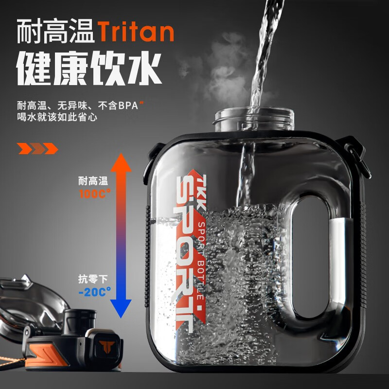 BEMEGA British tons of large capacity fitness sports water cups and pots for men and women tritan high temperature resistant portable plastic cups sports black thickened TRITAN 1000ml