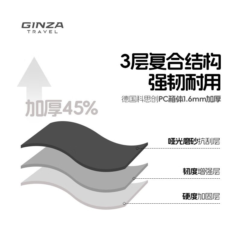 Ginza large-capacity suitcase with deep storage and expanded capacity suitcase password trolley case anti-pressure wear high-grade gray 24 inches