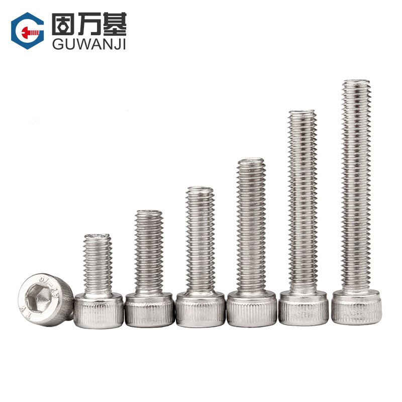 GUWANJI hexagon socket screws 304 stainless steel hexagon socket bolts cup head screws cylindrical head screws national standard fasteners M4*12 50 pieces