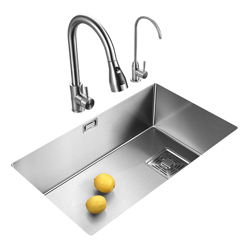 AUX/undercounter sink single sink kitchen 304 stainless steel sink household side row dishwashing sink side row 5043E smart console three-outlet water pull-out
