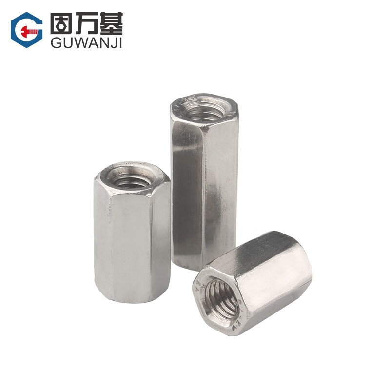 GUWANJI 304 stainless steel extended hexagonal nut screw connection female thread rod screw joint screw cap national standard accessories M5x8x30 2 pieces