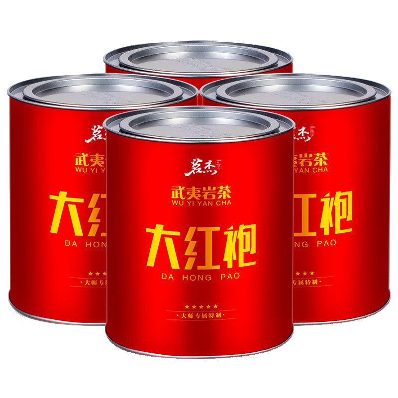 Mingjie Dahongpao New Tea Authentic Wuyi Mountain Specialty Rock Tea Dahongpao Bulk Strong Fragrance Canned Rock Tea Originated from Wuyi Dahongpao 500g Total 5 Special Strong Fragrance