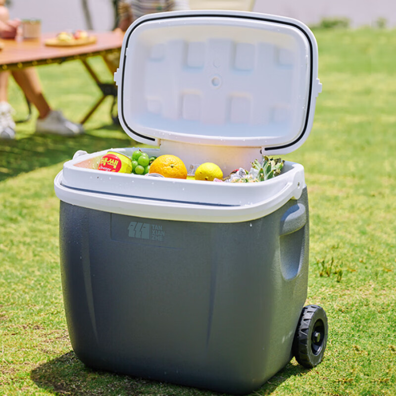 Huili Winner Insulated Box Refrigerated Commercial Stall Outdoor Camping Car Cooling and Fresh Ice Mobile Refrigerator Ice Bucket Trolley 26L (Yunfeng Blue) Long-lasting Cold Keeping Approximately 72 Hours 1