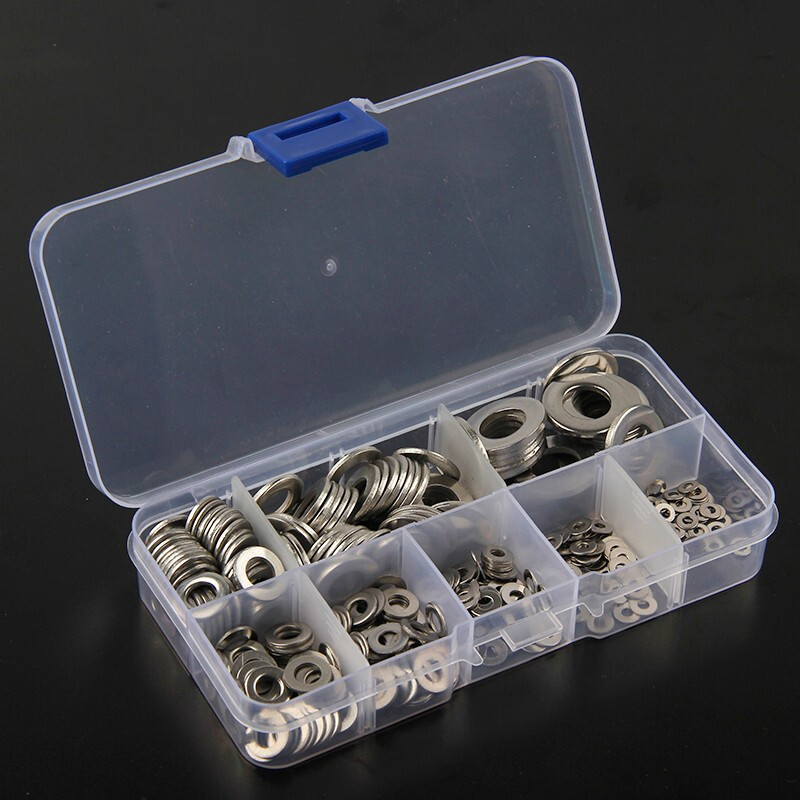 Wantful 304 stainless steel gasket, thickened metal screw flat washer M2M3M4M5M6M8M10 thin meson M2~M10 (8-in-1 set) 1 box, 360 pieces in total