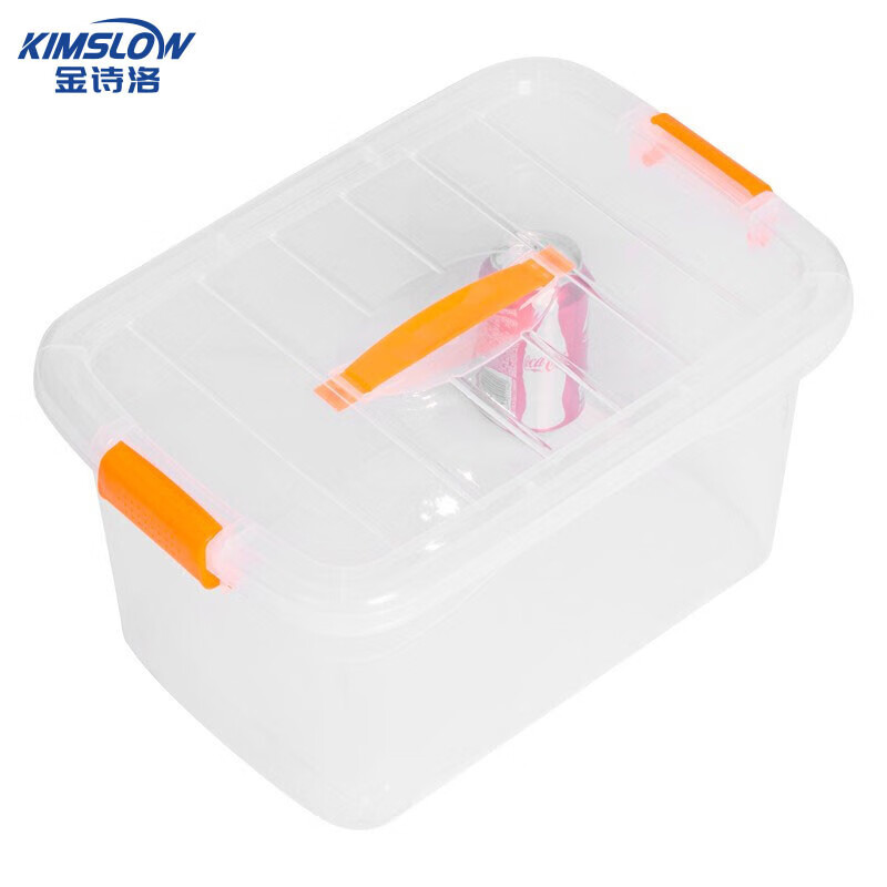 Jinshiluo K6031 Colorful Storage Box with Handle Turnover Box with Pulley Storage Box Miscellaneous Tool Organizing Box with Cover Transparent 27L