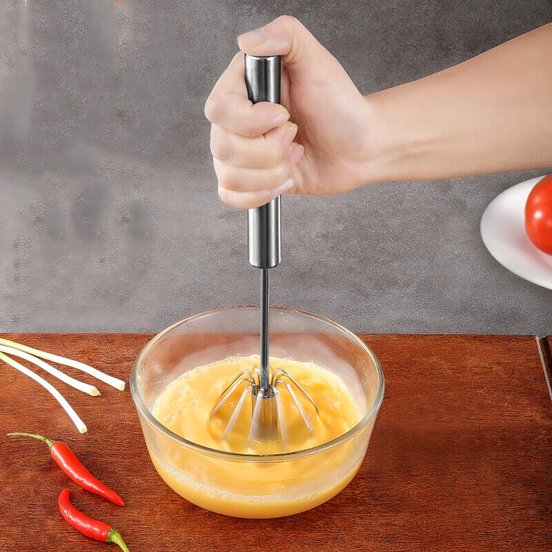 KANGZHIBAN KANGZHIBAN semi-automatic egg beater manual push-type egg mixer household masher stainless steel whipping cream semi-automatic egg beater (29.5cm medium)