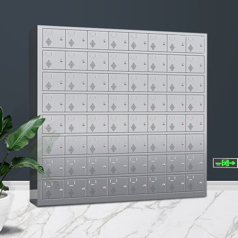 Zhoubang 201 stainless steel sideboard cupboard hospital school canteen restaurant multi-door plate cabinet staff shoe cabinet locker lunch box locker 64 door cupboard key door