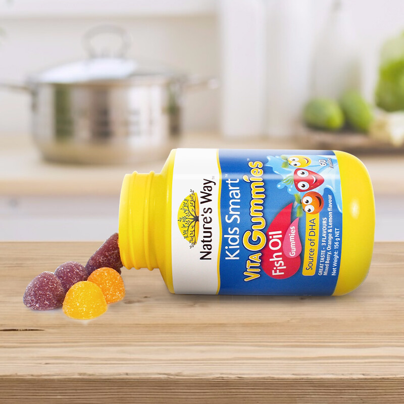 Jasmin Aucuvit dha fish oil gummies calcium supplement imported from Australia for 3 years old + dha fish oil gummies 60 capsules double bottle